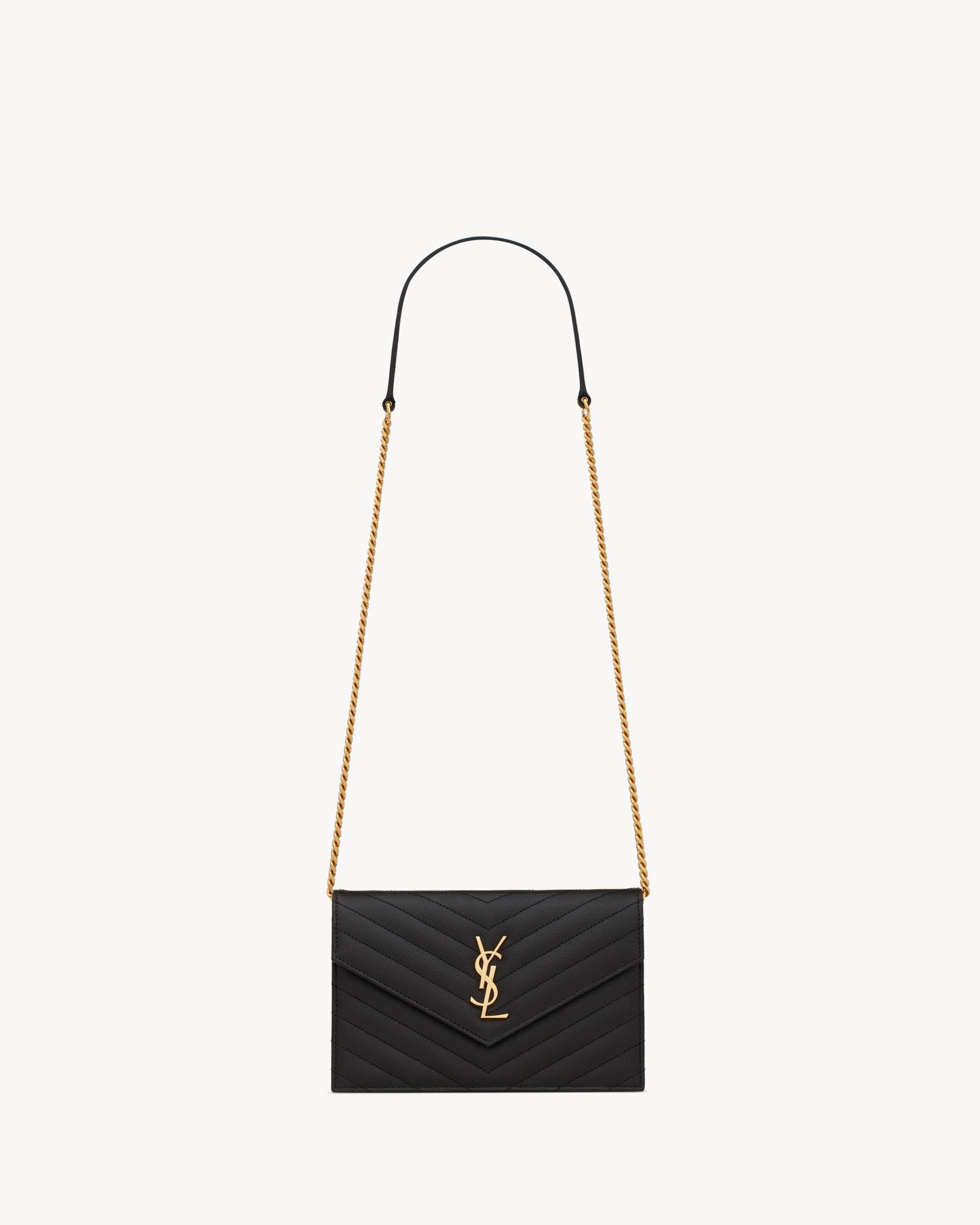 YSL CASSANDRE ENVELOPE CHAIN WALLET IN GRAIN DE POUDRE LEATHER - Image 1